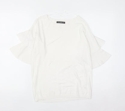 Dunnes Women's White Short Flared Sleeve Knit Jumper Size S