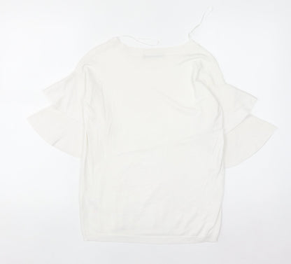 Dunnes Women's White Short Flared Sleeve Knit Jumper Size S