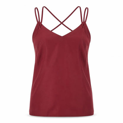 New Look Women Red Camisole Tank Top Size 12 Polyester V-Neck
