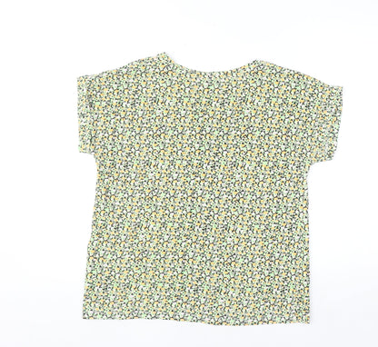 FREE/QUENT Women's Multicoloured Cotton V-Neck Short Sleeve Blouse M