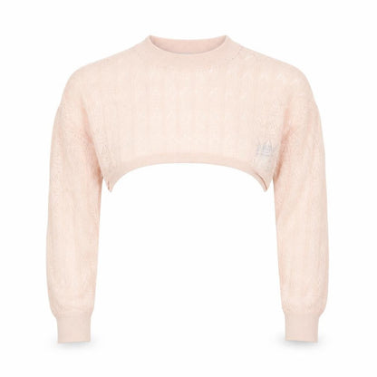 Zara Women Pink Cropped Knit Blouse Size M Lightweight Viscose