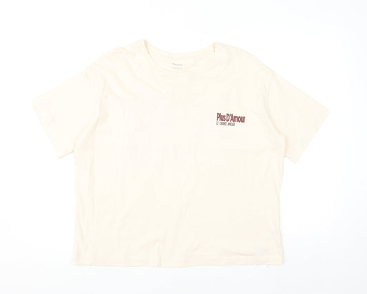 Dunnes Stores Men Ivory Graphic Oversized Cotton T-Shirt M