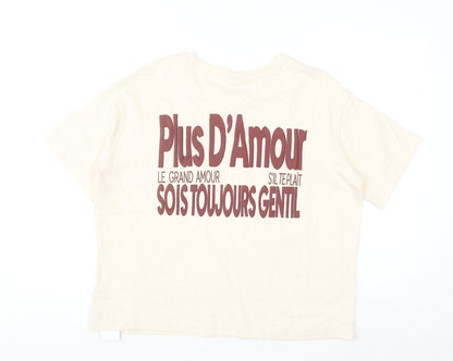 Dunnes Stores Men Ivory Graphic Oversized Cotton T-Shirt M
