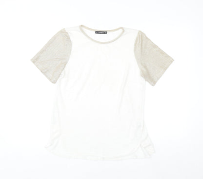Dunnes Women's Beige Short Sleeve Basic Crew Neck T-Shirt Size 10