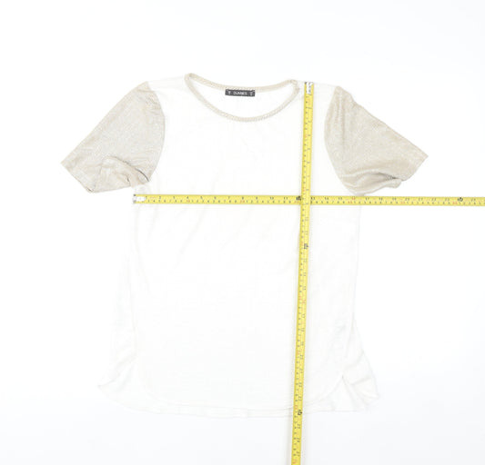 Dunnes Women's Beige Short Sleeve Basic Crew Neck T-Shirt Size 10