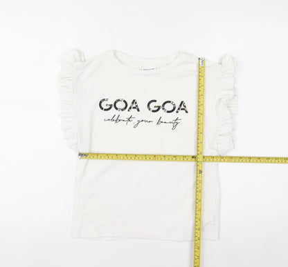 GOA GOA Women's White Ruffle Sleeve Cotton T-Shirt Size L
