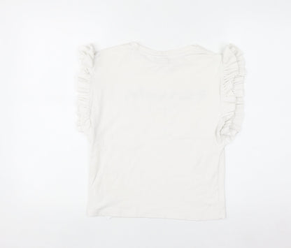 GOA GOA Women's White Ruffle Sleeve Cotton T-Shirt Size L