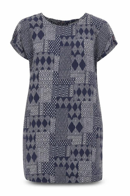 Cecil Women Blue Geometric Shift Dress Size M Viscose
