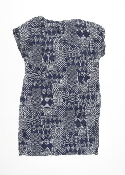 Cecil Women Blue Geometric Shift Dress Size M Viscose