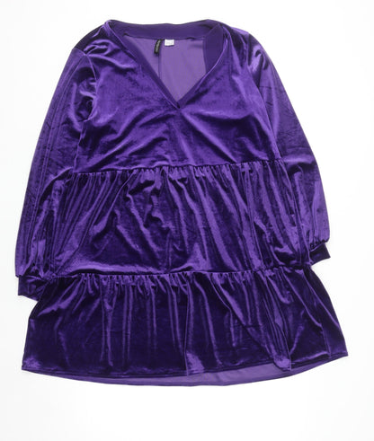 H&M Divided Women's Purple Velvet Swing Dress M