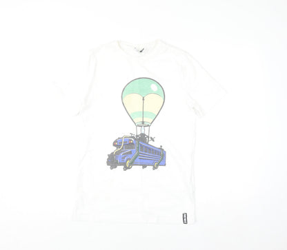 Fortnite Boys White 8-9 Years Graphic T-Shirt with Balloon Bus Design