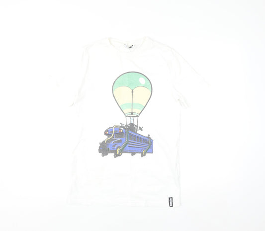 Fortnite Boys White 8-9 Years Graphic T-Shirt with Balloon Bus Design