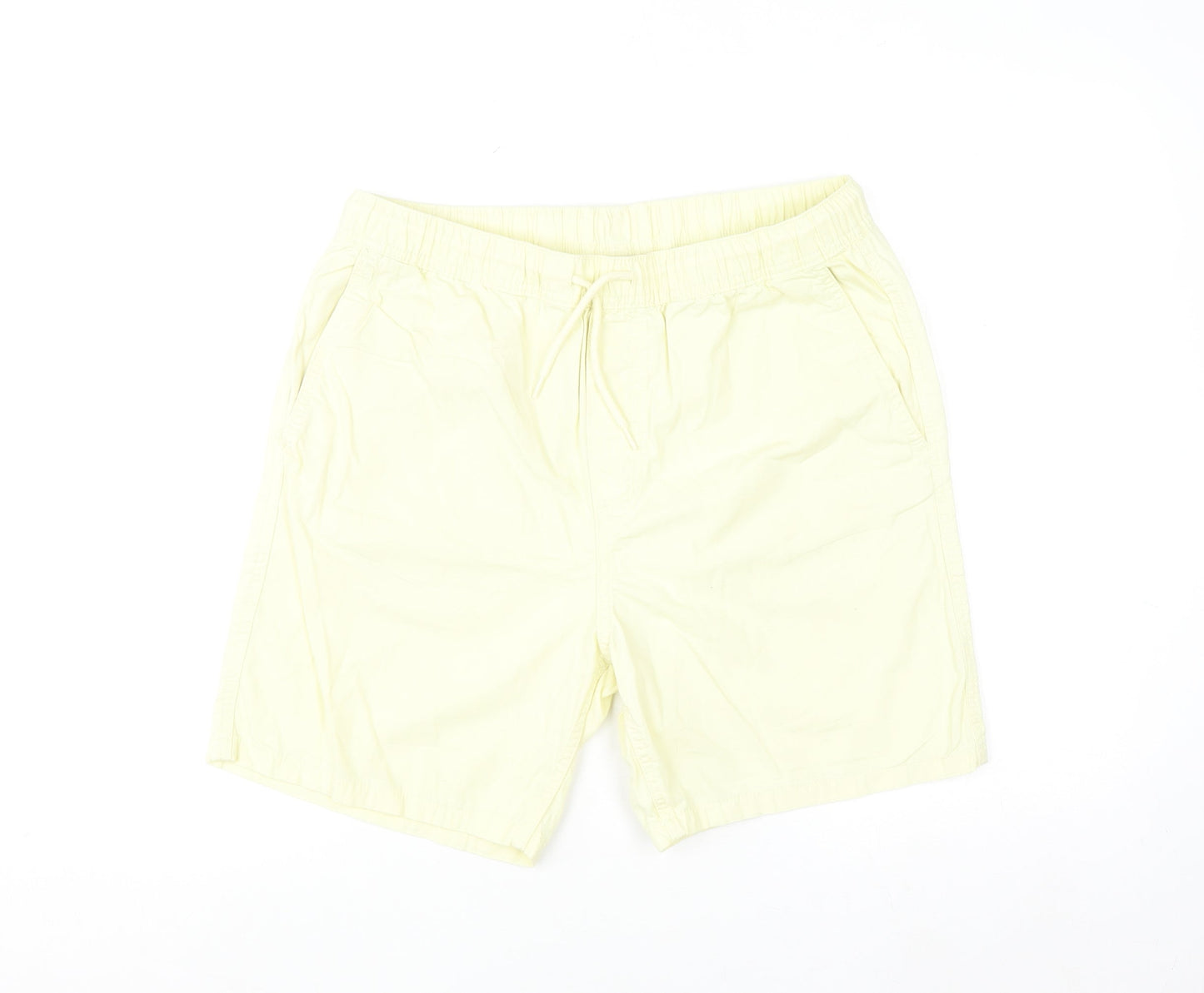 H&M Mens Yellow Regular Fit Cotton Blend Casual Shorts M