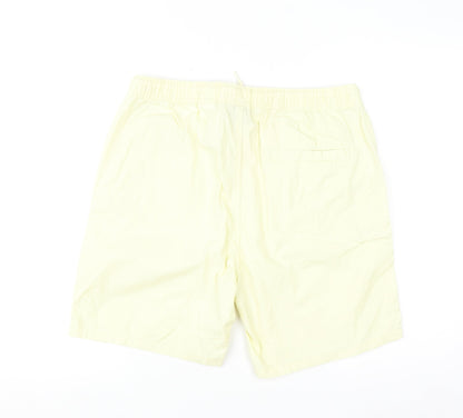 H&M Mens Yellow Regular Fit Cotton Blend Casual Shorts M