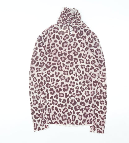 Zara Women’s Multicoloured Animal Print High Neck Blouse Size 8