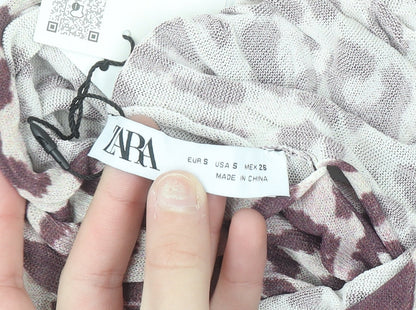 Zara Women’s Multicoloured Animal Print High Neck Blouse Size 8