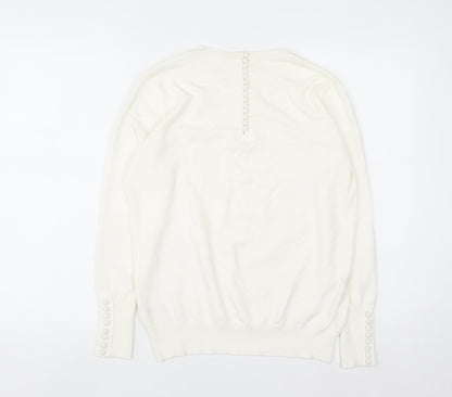 Savida Women Ivory Crew Neck Long Sleeve Pullover Jumper Size 12