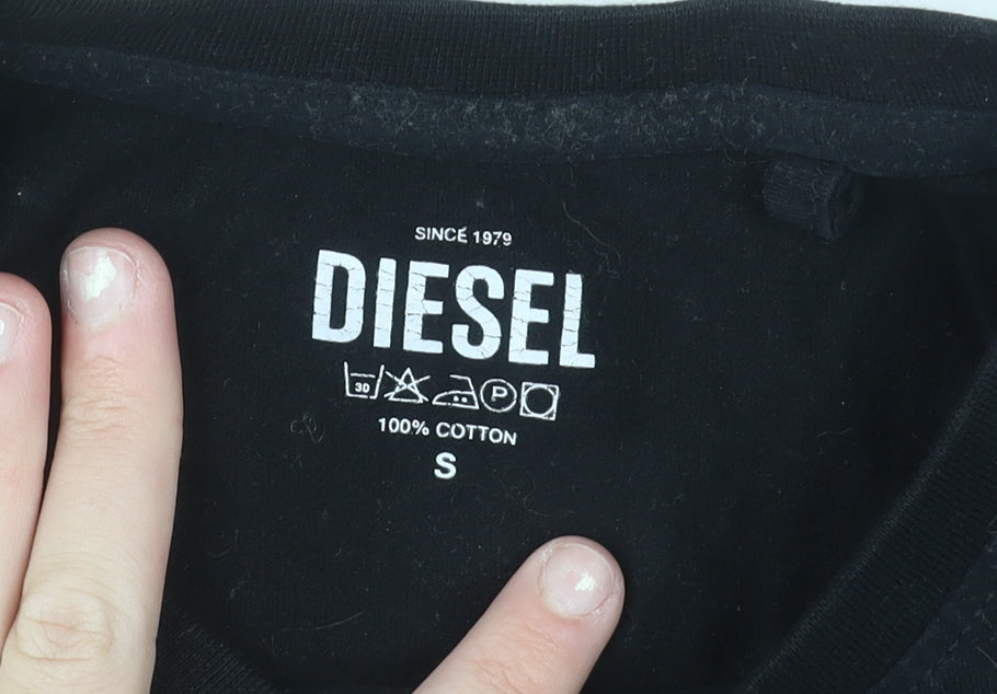 Diesel Men's Black Cotton Crew Neck Short Sleeve T-Shirt Size S