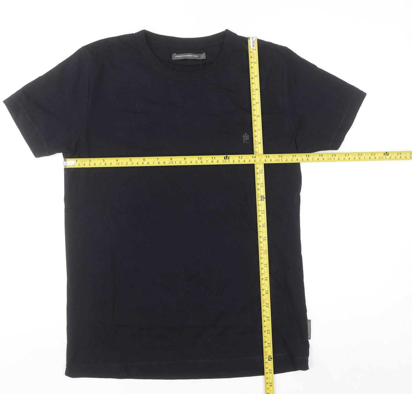 French Connection Men's Black Cotton Crew Neck T-Shirt Size S