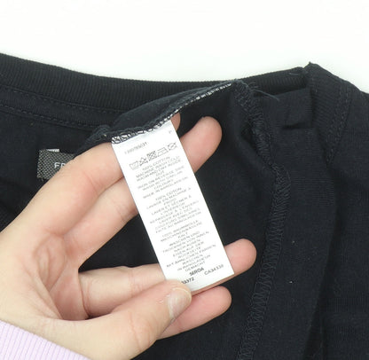 French Connection Men's Black Cotton Crew Neck T-Shirt Size S
