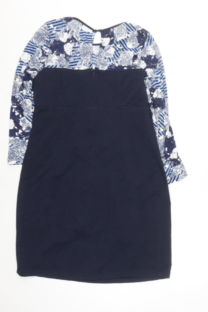 Happymum Blue Floral Lace Maternity Bodycon Dress L