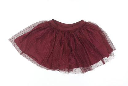 Next Girls Red Tutu Skirt 18-24 Months Party Polka Dot Lined Elastic Waist