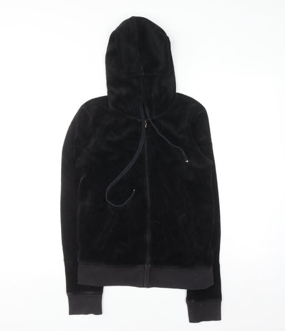 Juicy Couture Women's Black Velour Full Zip Hoodie Size M
