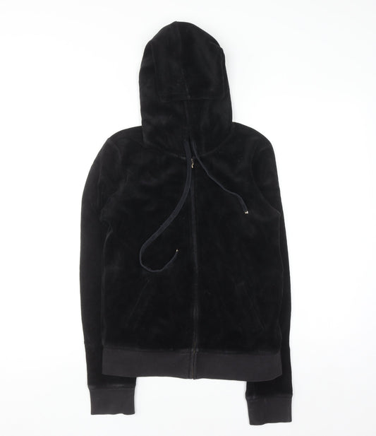 Juicy Couture Women's Black Velour Full Zip Hoodie Size M
