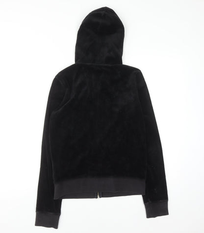 Juicy Couture Women's Black Velour Full Zip Hoodie Size M
