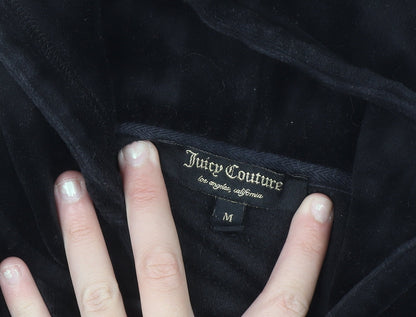 Juicy Couture Women's Black Velour Full Zip Hoodie Size M