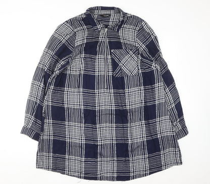 Yours Women's Blue Check Long Sleeve Tunic Shirt Size 18