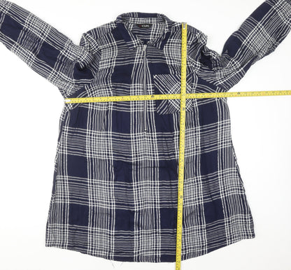 Yours Women's Blue Check Long Sleeve Tunic Shirt Size 18