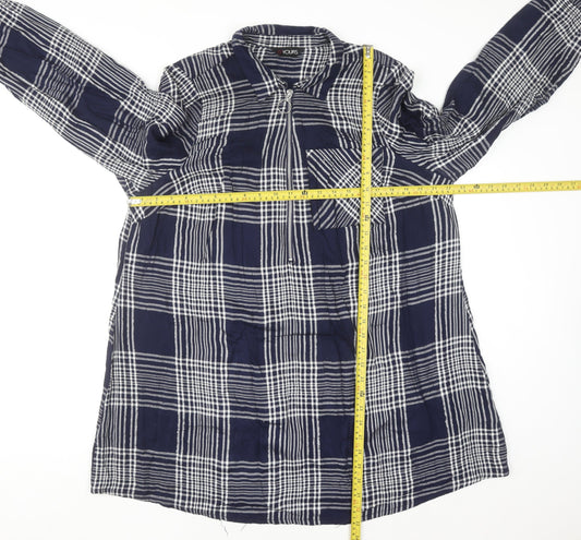 Yours Women's Blue Check Long Sleeve Tunic Shirt Size 18