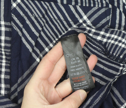Yours Women's Blue Check Long Sleeve Tunic Shirt Size 18