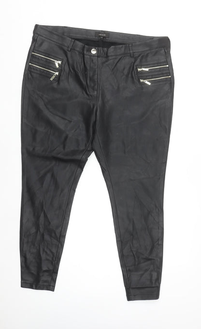 River Island Women’s Black Faux Leather Skinny Trousers Size 20