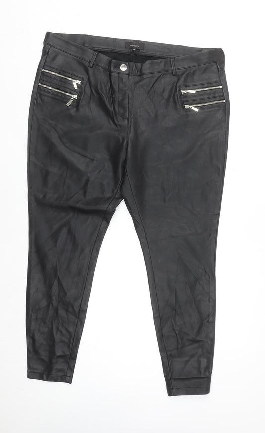 River Island Women’s Black Faux Leather Skinny Trousers Size 20