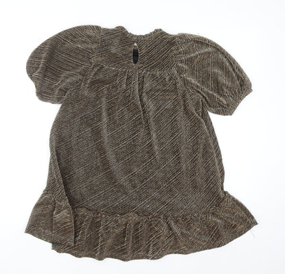 Name It Girls Gold Velvet A-Line Party Dress 8 Years Puff Sleeve