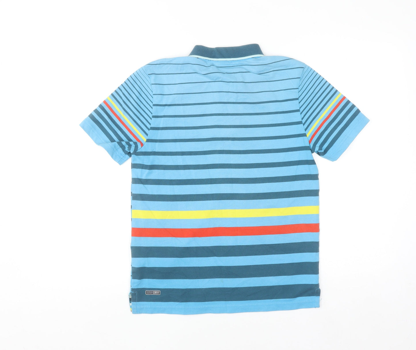 Puma Men’s Blue Striped Polo Shirt Size L Cotton Blend Casual