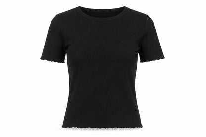 Collusion Womens Black Short Sleeve Slim Fit Cotton T-Shirt UK 8