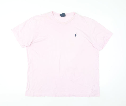 Polo Ralph Lauren Men's Pink Crew Neck Cotton T-Shirt Size L