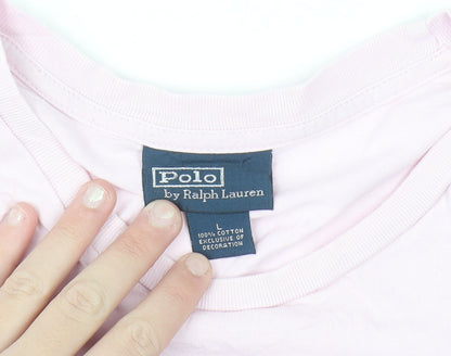 Polo Ralph Lauren Men's Pink Crew Neck Cotton T-Shirt Size L