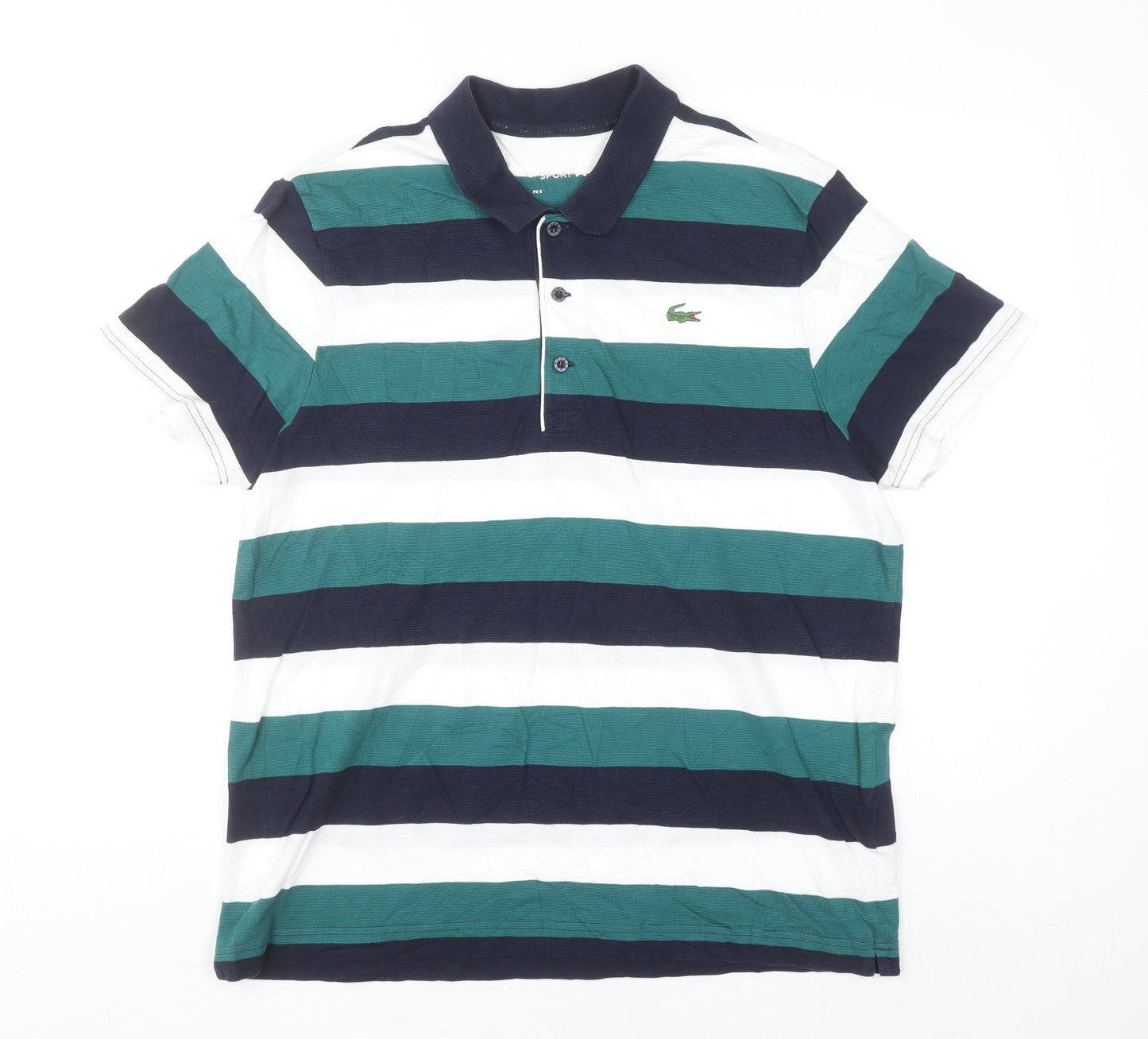 Lacoste Sport Men's Multicoloured Striped Cotton Polo Shirt XL