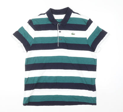 Lacoste Sport Men's Multicoloured Striped Cotton Polo Shirt XL