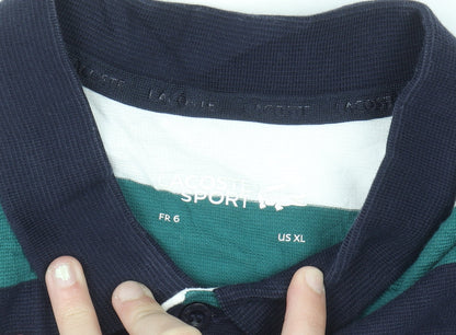 Lacoste Sport Men's Multicoloured Striped Cotton Polo Shirt XL