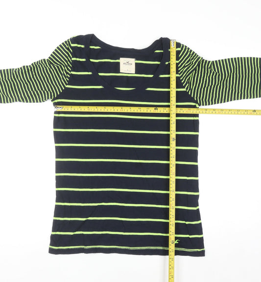 Hollister Women’s Blue Striped 3/4 Sleeve Scoop Neck T-Shirt Size L