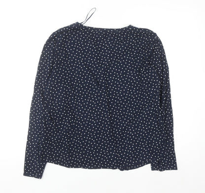 Marks and Spencer Women's Blue Polka Dot Cotton Button-Up Shirt Size 14