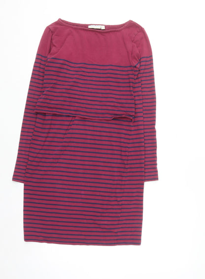 JoJo Maman Bébé Women Purple Stripe Maternity Shift Dress S