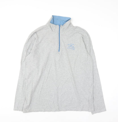 Atlas For Men Grey 1/4 Zip High Neck Pullover Sweatshirt L