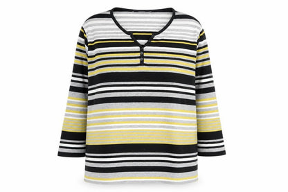 Isle Women’s Multicoloured Striped Henley Top Size 18