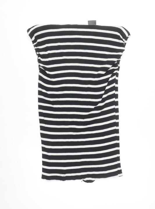 H&M MAMA Black White Striped Bodycon Maternity Dress XL